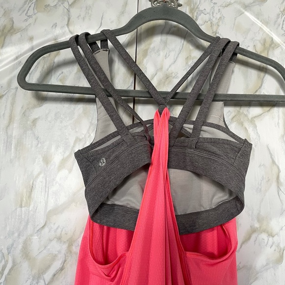 Lululemon 4 Nouveau limits tank flash light pink coral gray activewear yoga bra - Picture 10 of 12